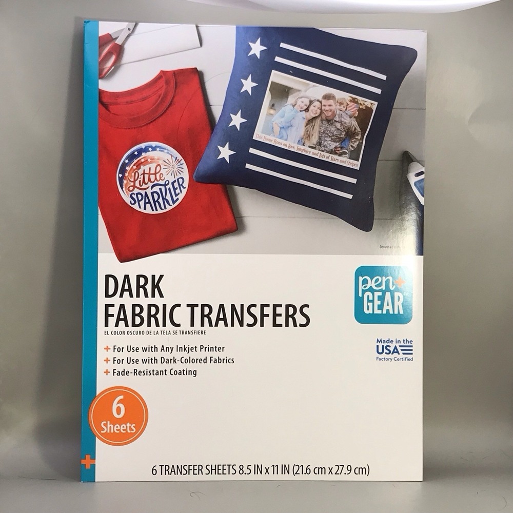 Pen + Gear Dark Fabric Transfers 8.5x11" 6 Sheets Brand New